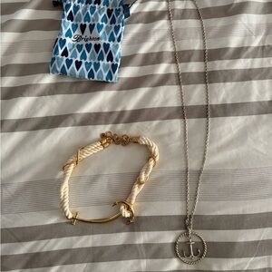 Brighton Gold and Cream Nautical Necklace and 20” Seas the Day Anchor Necklace